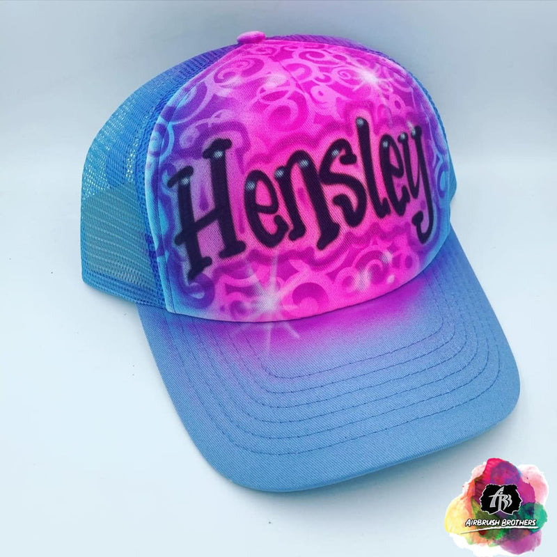 airbrush custom spray paint  Airbrush Swirl Background Hat Design shirts hats shoes outfit  graffiti 90s 80s design t-shirts  Airbrush Brothers Hats