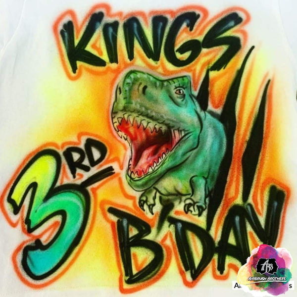 Airbrush T-Rex Bday Shirt Design Success