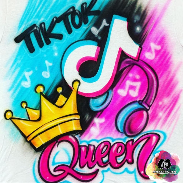 airbrush custom spray paint  Airbrush Tiktok Queen Birthday Shirt Design shirts hats shoes outfit  graffiti 90s 80s design t-shirts  Airbrush Brothers Shirt