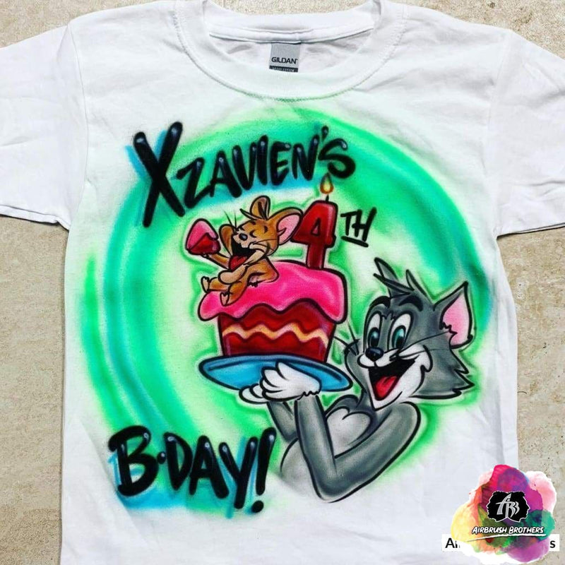 tom and jerry custom design t-shirt custom airbrush birthday shirts