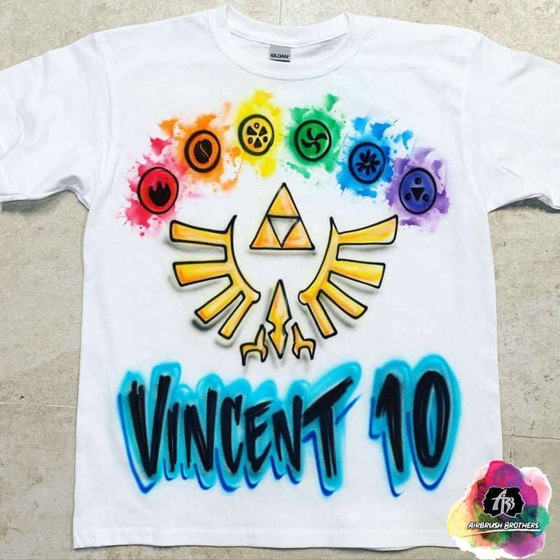 airbrush custom spray paint  Airbrush Zelda Birthday Design shirts hats shoes outfit  graffiti 90s 80s design t-shirts  Airbrush Brothers Shirt