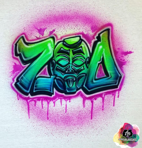 airbrush custom spray paint  Airbrush ZOA Shirt Design shirts hats shoes outfit  graffiti 90s 80s design t-shirts  Airbrush Brothers Shirt