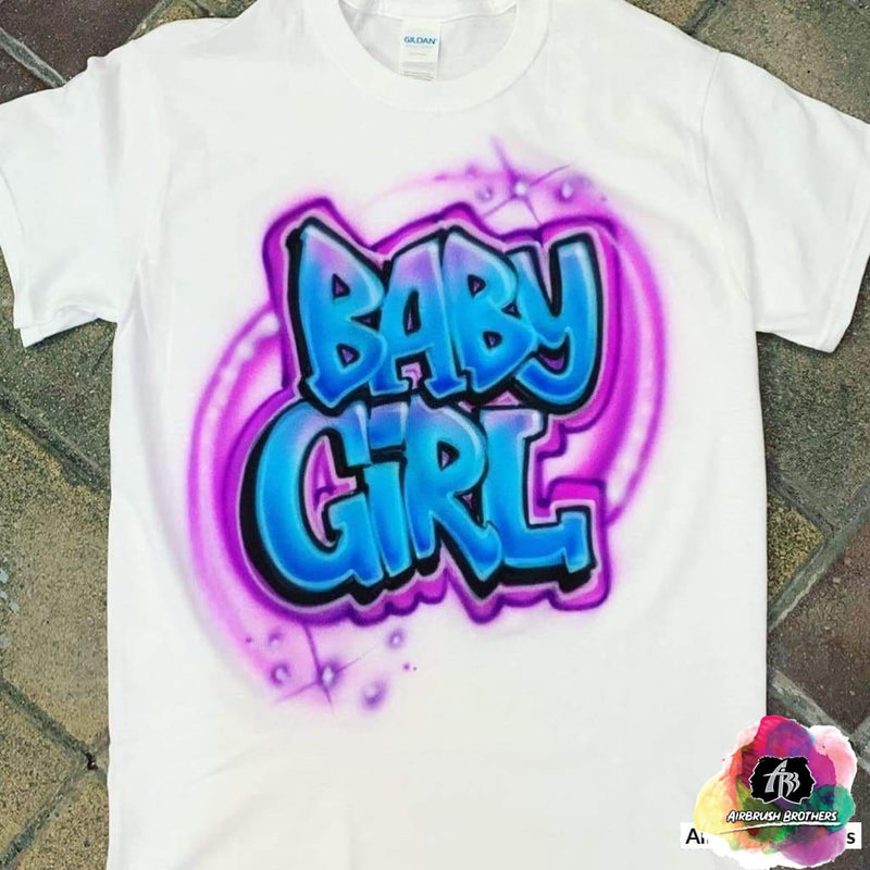 airbrush custom spray paint  Baby Girl Design shirts hats shoes outfit  graffiti 90s 80s design t-shirts  AirbrushBrothers Shirt