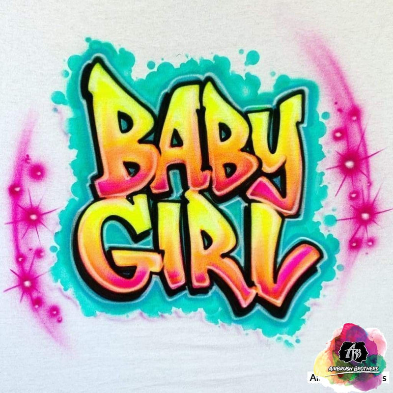 airbrush custom spray paint  Baby Girl Design shirts hats shoes outfit  graffiti 90s 80s design t-shirts  AirbrushBrothers Shirt