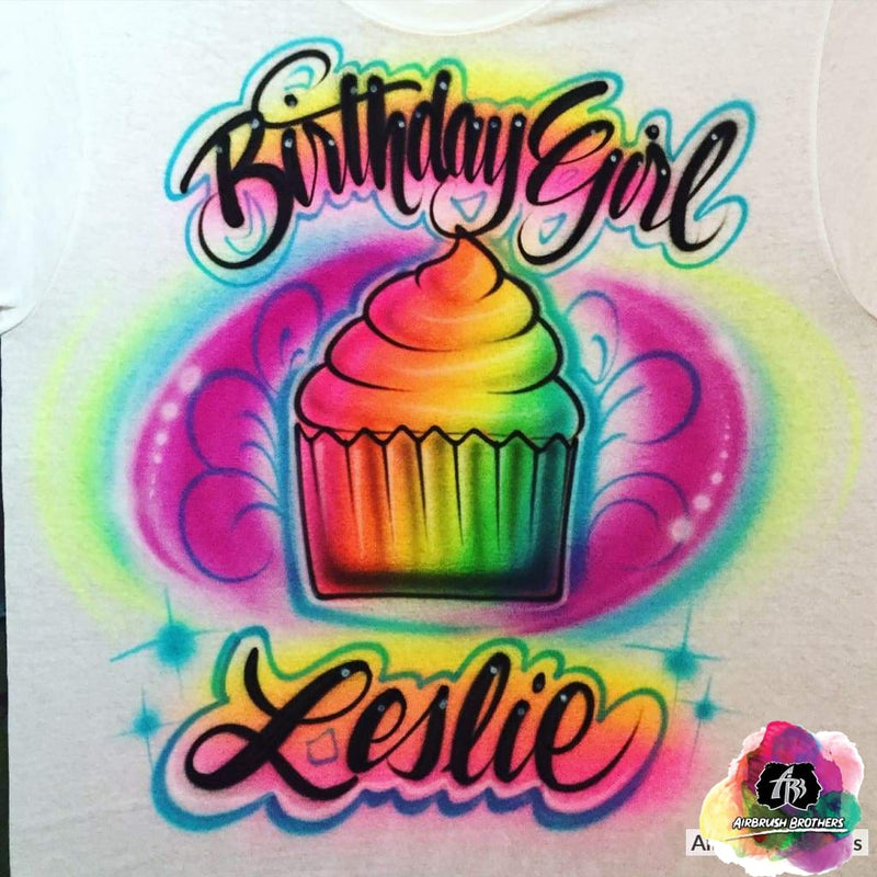 cupcake birthday t-shirt  custom airbrush birthday shirts