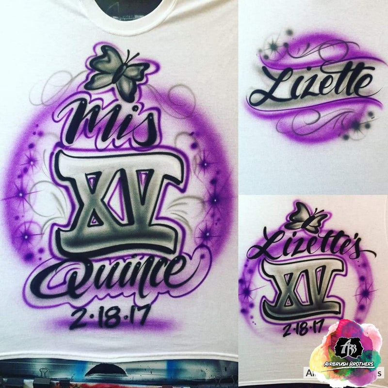 airbrush custom spray paint  Butterfly Quince Design shirts hats shoes outfit  graffiti 90s 80s design t-shirts  AirbrushBrothers Shirt