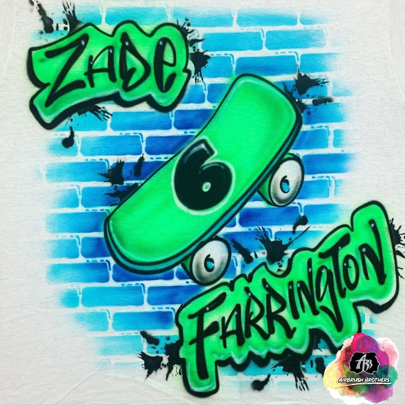 airbrush custom spray paint  Copy of Airbrush Birthday Skater Girl Design shirts hats shoes outfit  graffiti 90s 80s design t-shirts  Airbrush Brothers Shirt