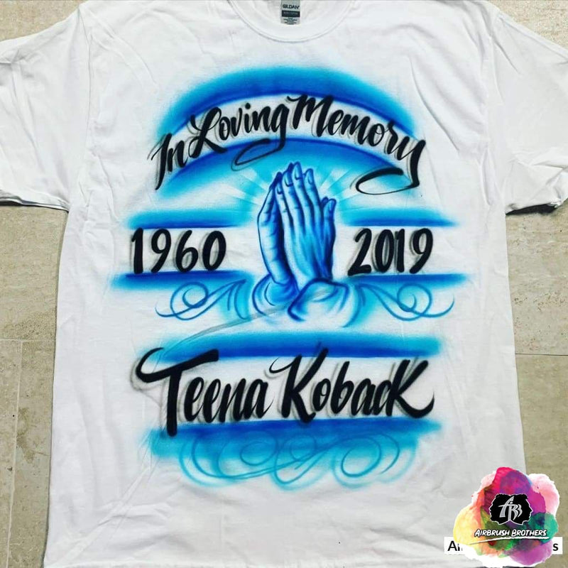 custom airbrush name designs custom airbrush sports shirts Praying Hands Design