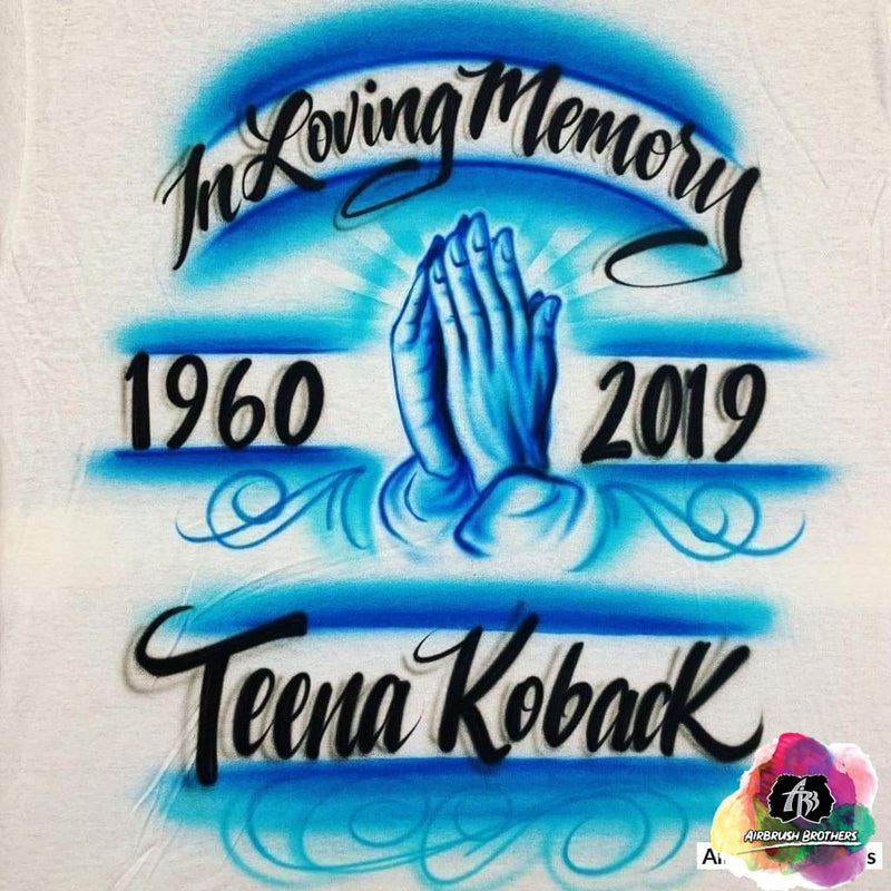 custom airbrush name designs custom airbrush sports shirts Praying Hands Design