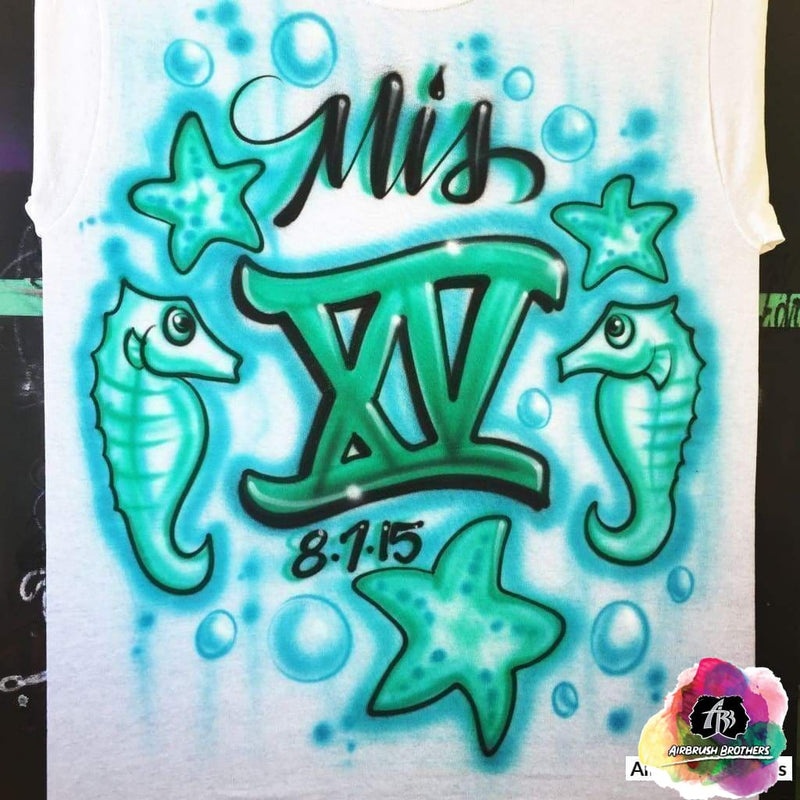 memory shirts  airbrush graffiti shirts Seahorse Quince Design