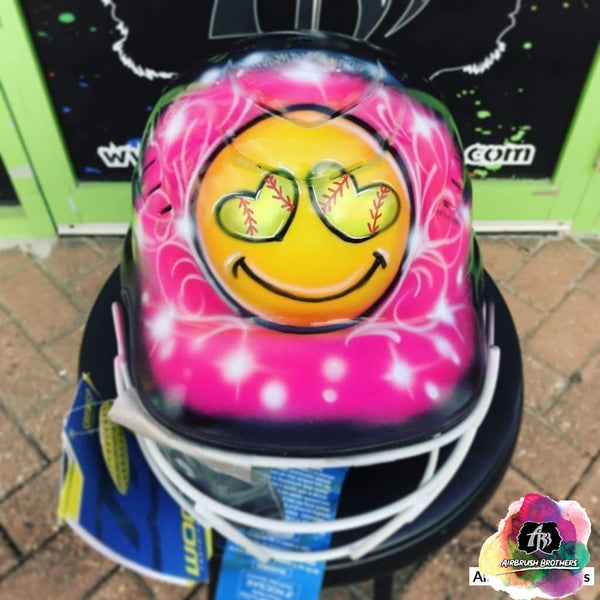 custom hats  Airbrush events   live airbrush  Softball Emoji Design