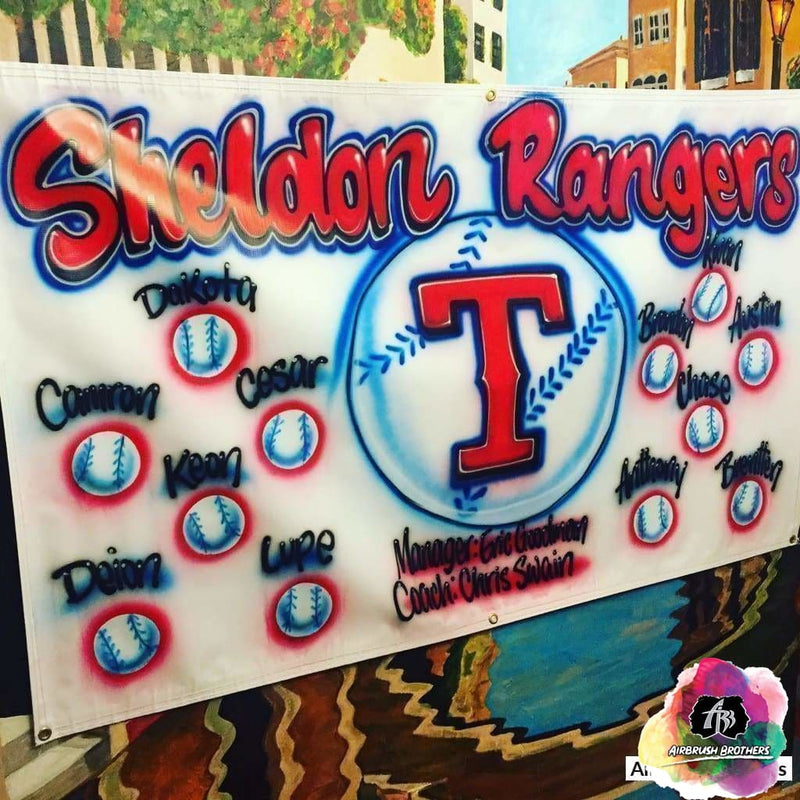 custom airbrush t shirts Team Name Little League Banner