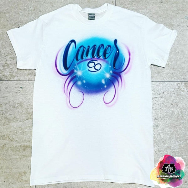 airbrush custom spray paint  Zodiac Cancer Airbrush Shirt Design shirts hats shoes outfit  graffiti 90s 80s design t-shirts  Airbrush Brothers Shirt