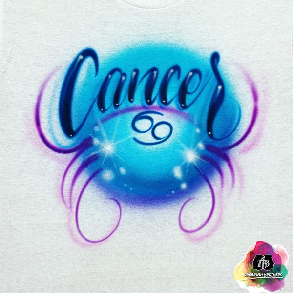 airbrush custom spray paint  Zodiac Cancer Airbrush Shirt Design shirts hats shoes outfit  graffiti 90s 80s design t-shirts  Airbrush Brothers Shirt